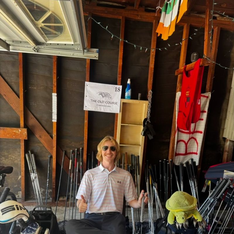 In the workshop — racks of clubs ready for fitting